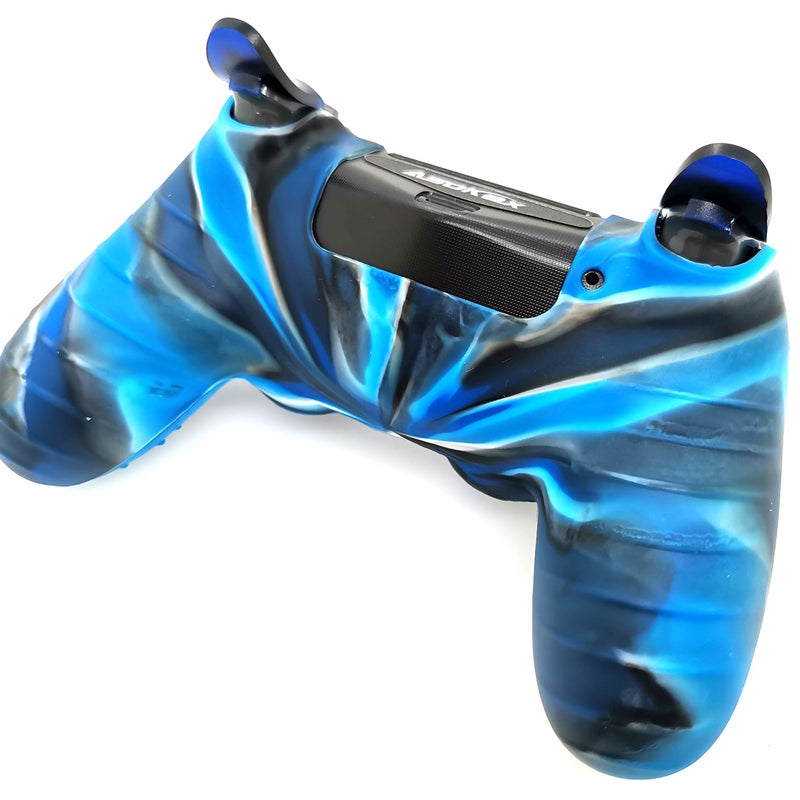 Asokex Silicone Skin Cover for Ps4 Controller (1pc Anti-Slip Case, 1 Pair L2 R2 Trigger Extender, 4pcs Thumb Grips,4pcs LED Light Bar Decal) Protector for DualShock PS4/ Slim/Pro Controller (Blue granular) - Image 3